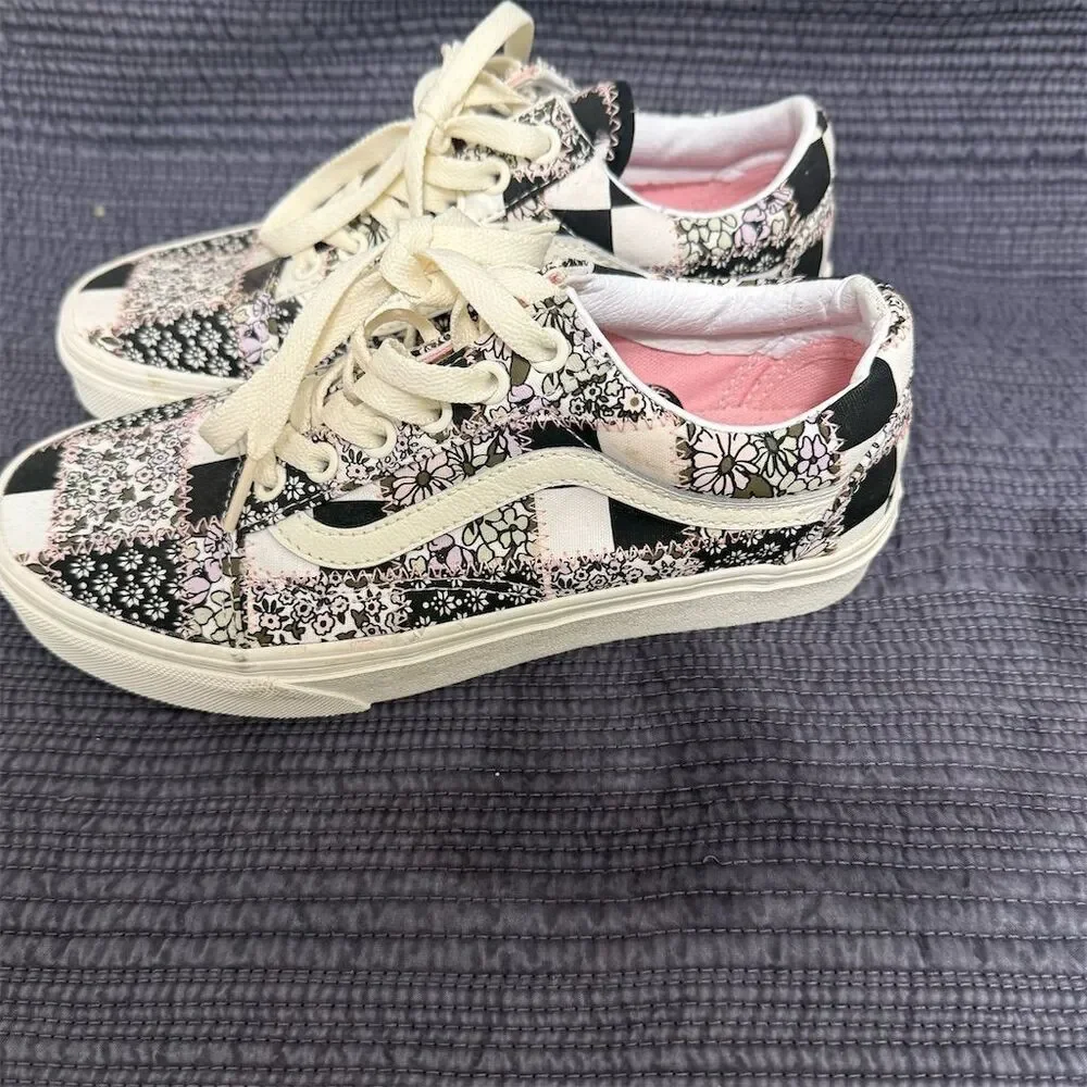 Vans Old Skool Women's 6.5 Patchwork Floral Skate Shoes Rare - Picture 2 of 7